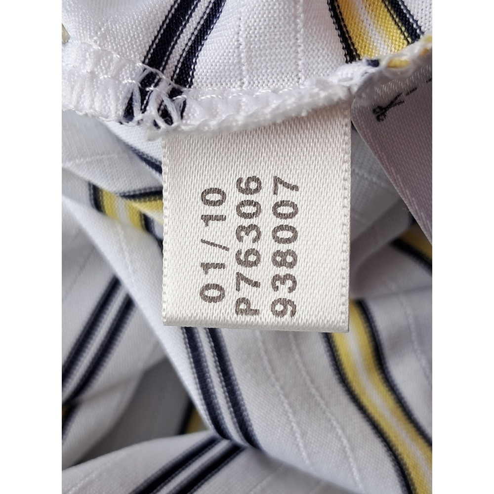 Adidas Golf Mens 2XL Striped Polo Shirt White Blue Yellow Short Sleeve RN 88387 - Picture 10 of 11
